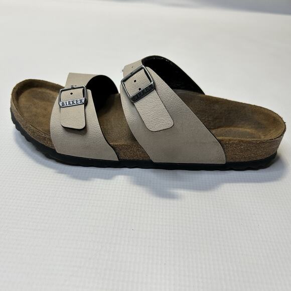Birkenstock Sandals Women's Sydney Beige Tan Slip On 38 L7 M5 - Picture 6 of 12